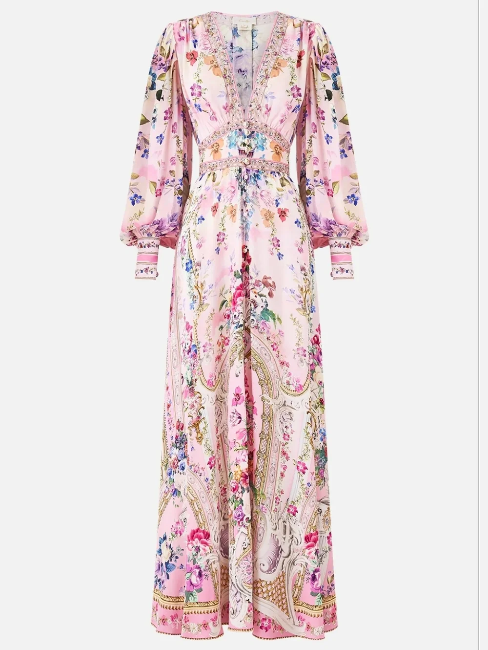 Camilla Palatial Pastels shaped waistband dress with gathered sleeves - Picture 5 of 12